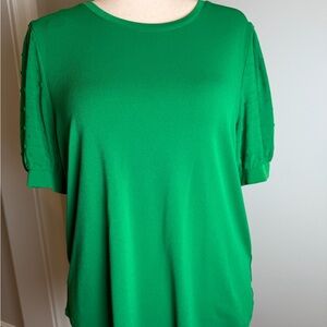 CeCe Bright Green Short Sleeve Blouse